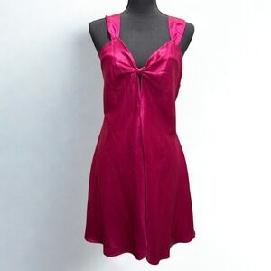 Vintage Y2k Inner Most Pink Satin Bow Front Mini Slip Dress Medium‎
